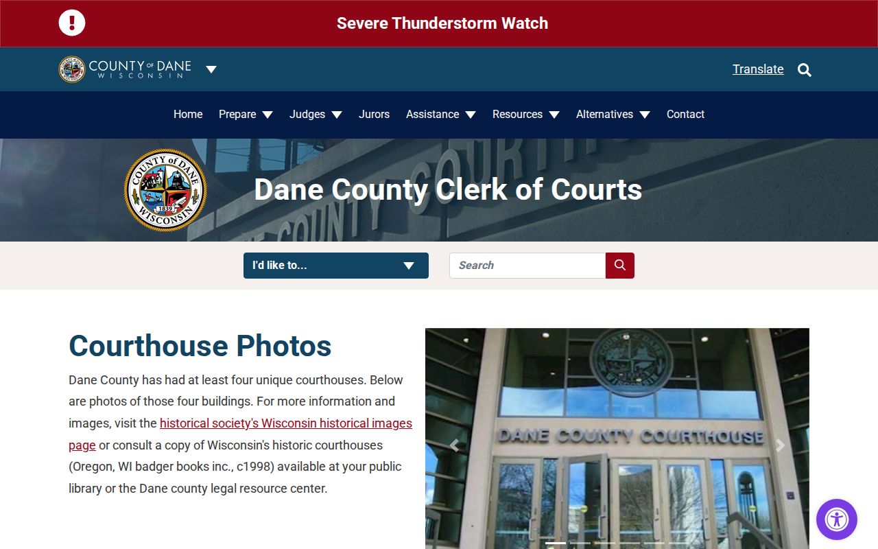 Dane County courthouse for criminal court case records