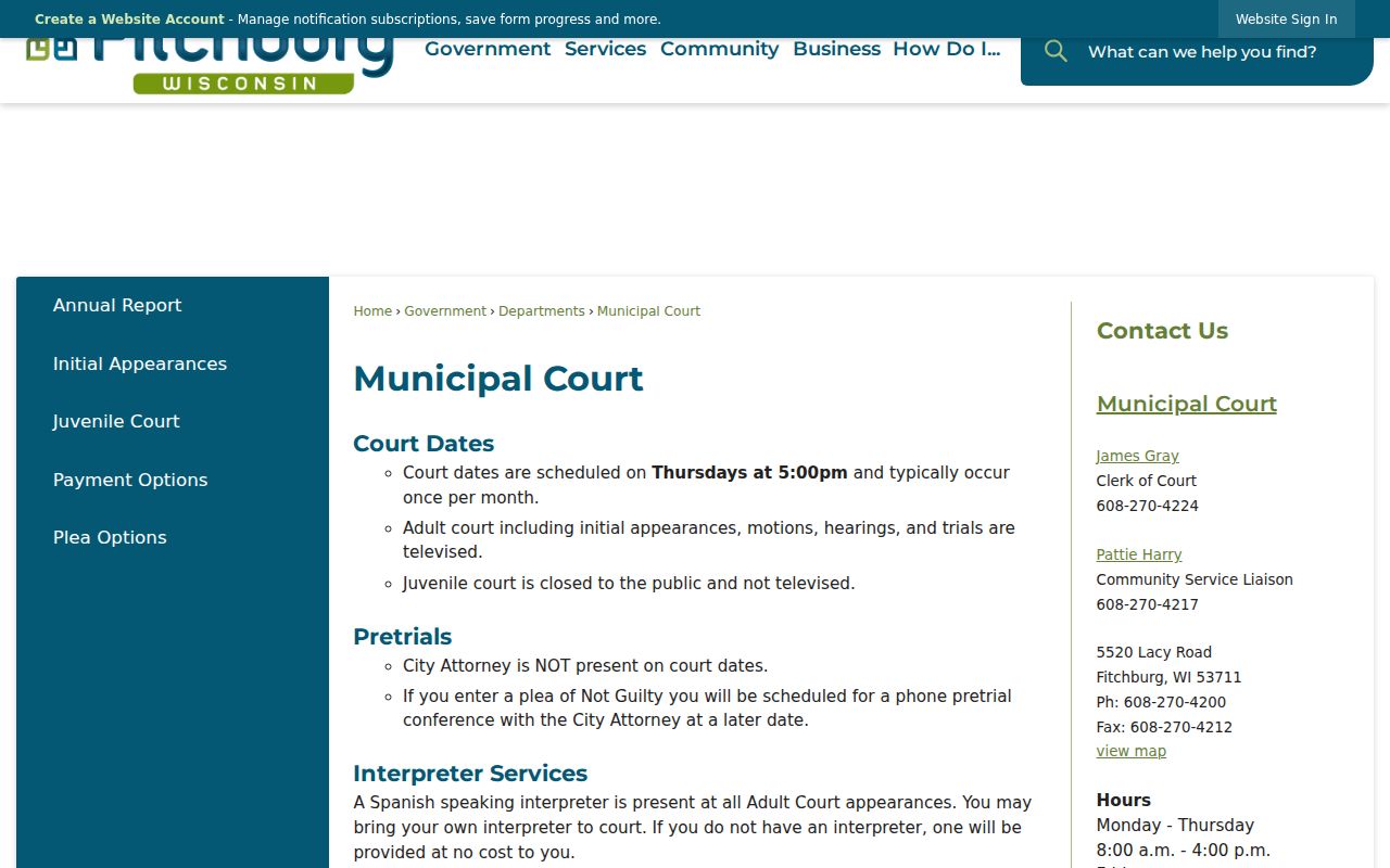 Fitchburg criminal records and Municipal Court procedures