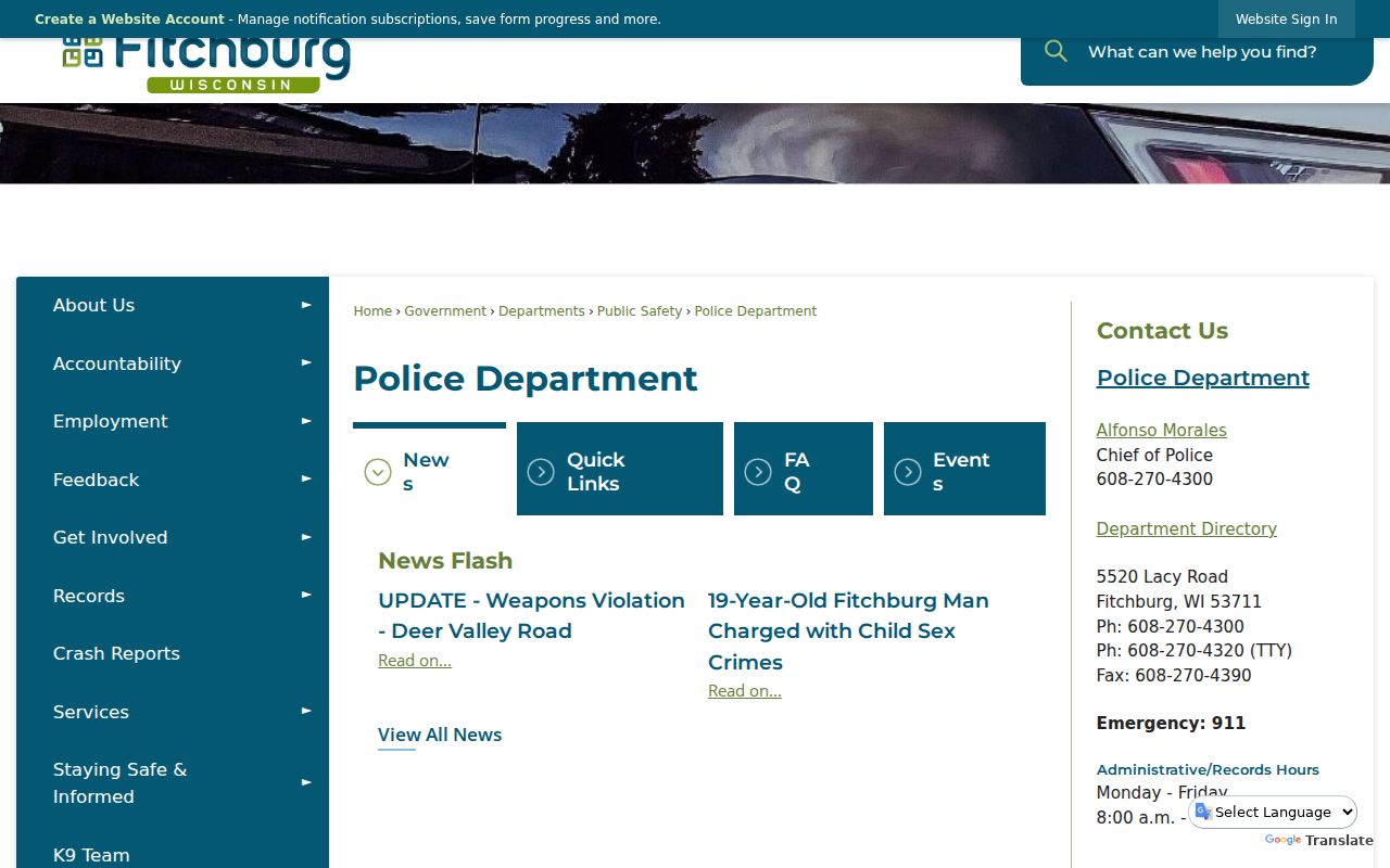 Fitchburg criminal records at the Police Department and City Hall