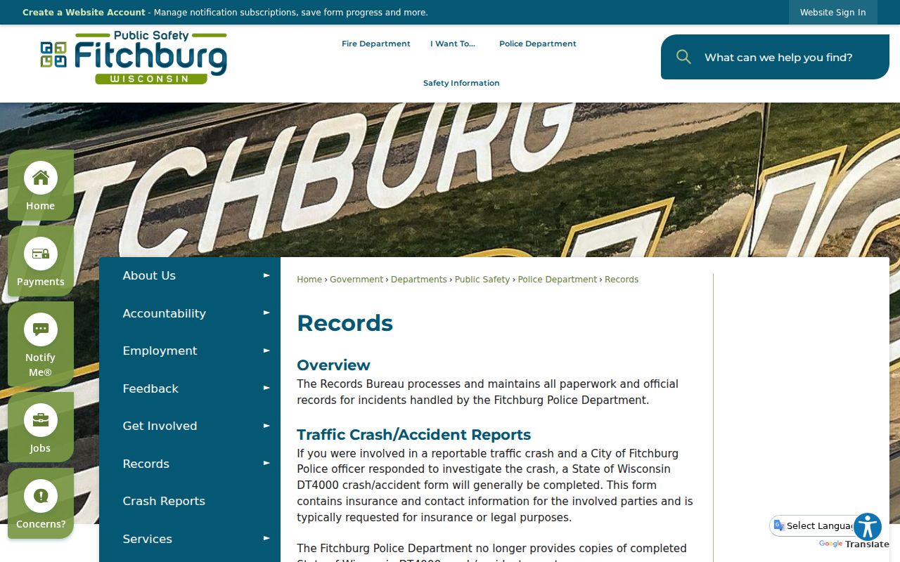 Fitchburg criminal records bureau request channels