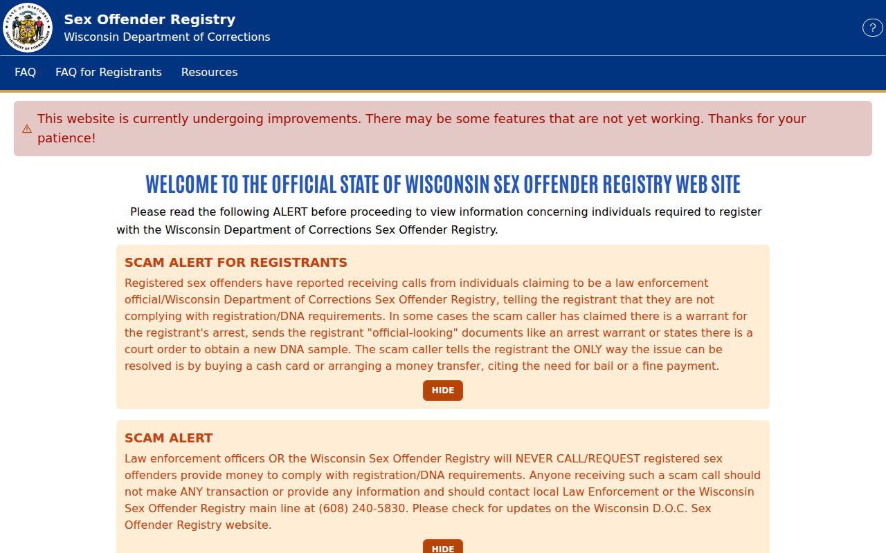 Dane County sex offender registry search controls