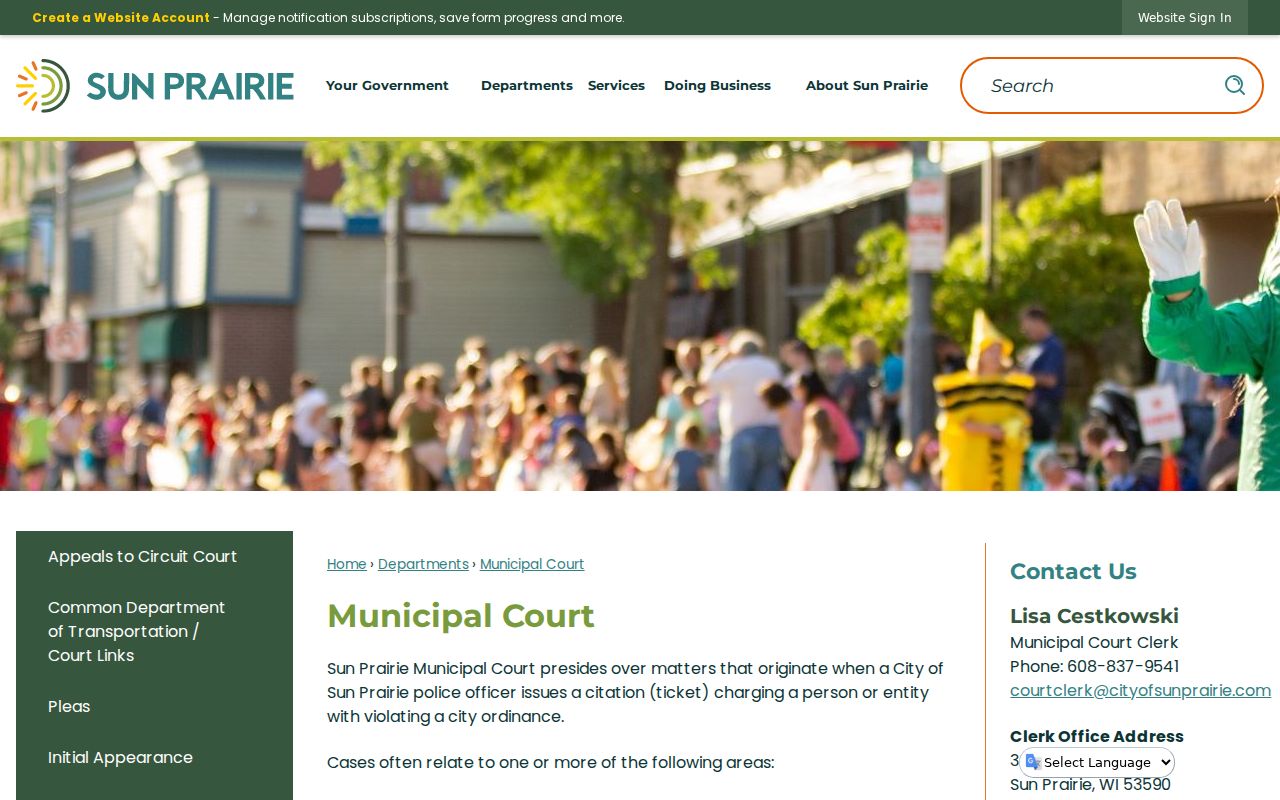 Sun Prairie criminal records and Municipal Court information